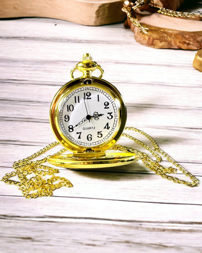 Goldfarbener Vintage Taschenuhr mit Gravurmöglichkeit