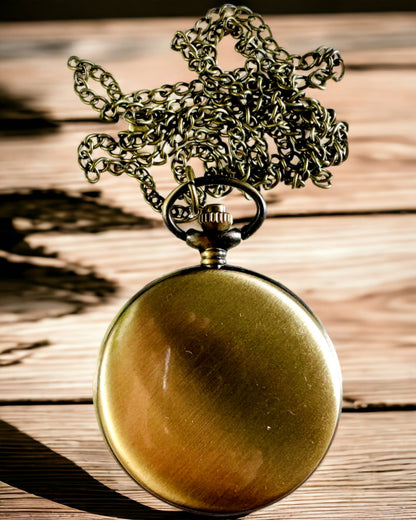 Vintage style pocket watch with personalization option - brushed gold