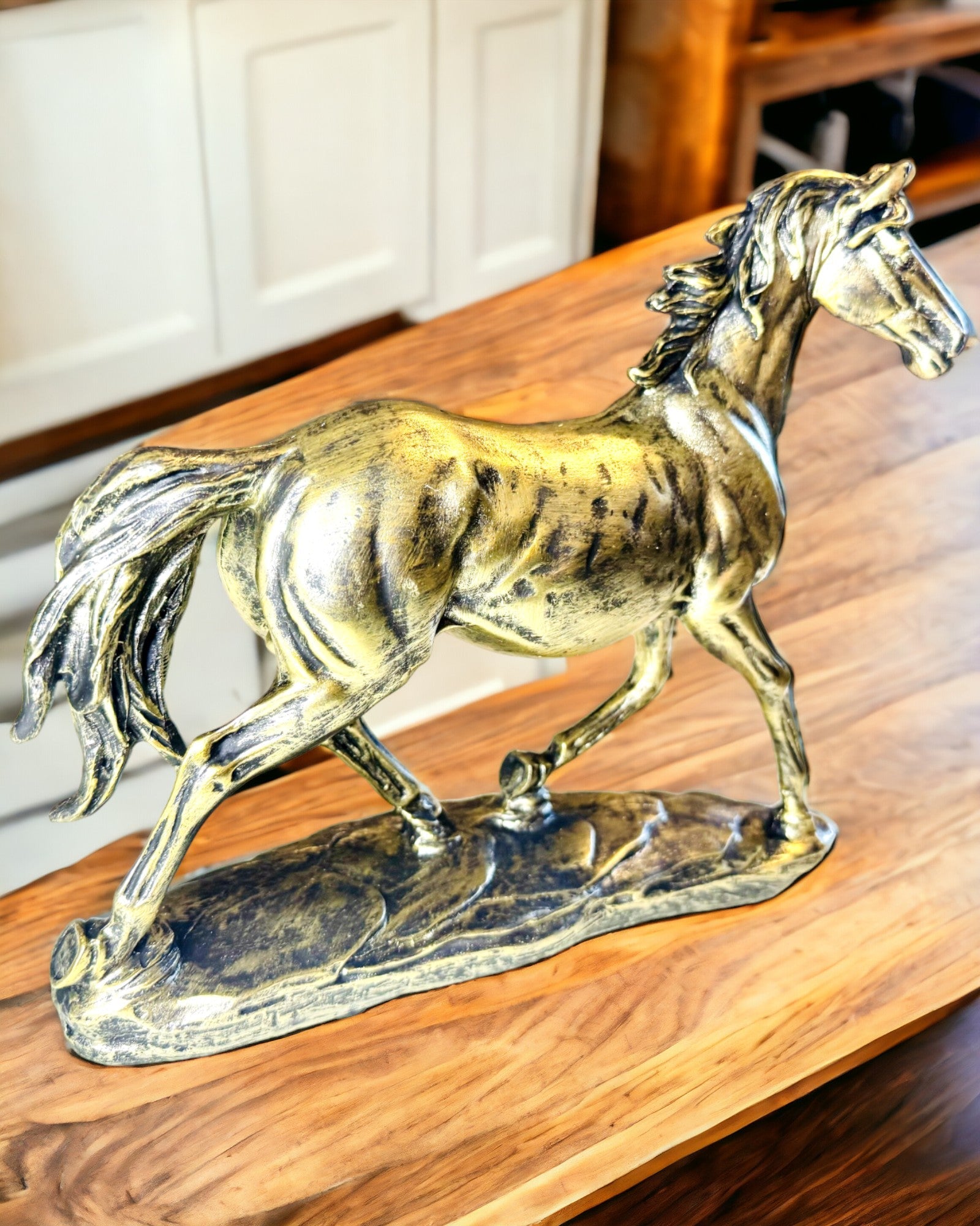 Galloping Horse Resin Figurine with Engraving Option