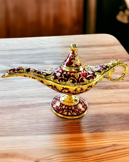 Aladdin's Magic Lamp with Engraving Option - Burgundy Variant, interwoven with gold