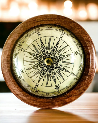 Wooden Sailing Compass with Engraving Option – Handmade, Craftsmanship