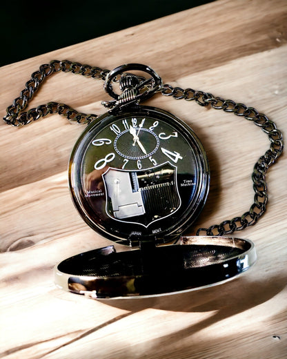 Pocket watch "Astrum Temporis" - Black frame. Customization option with engraving.