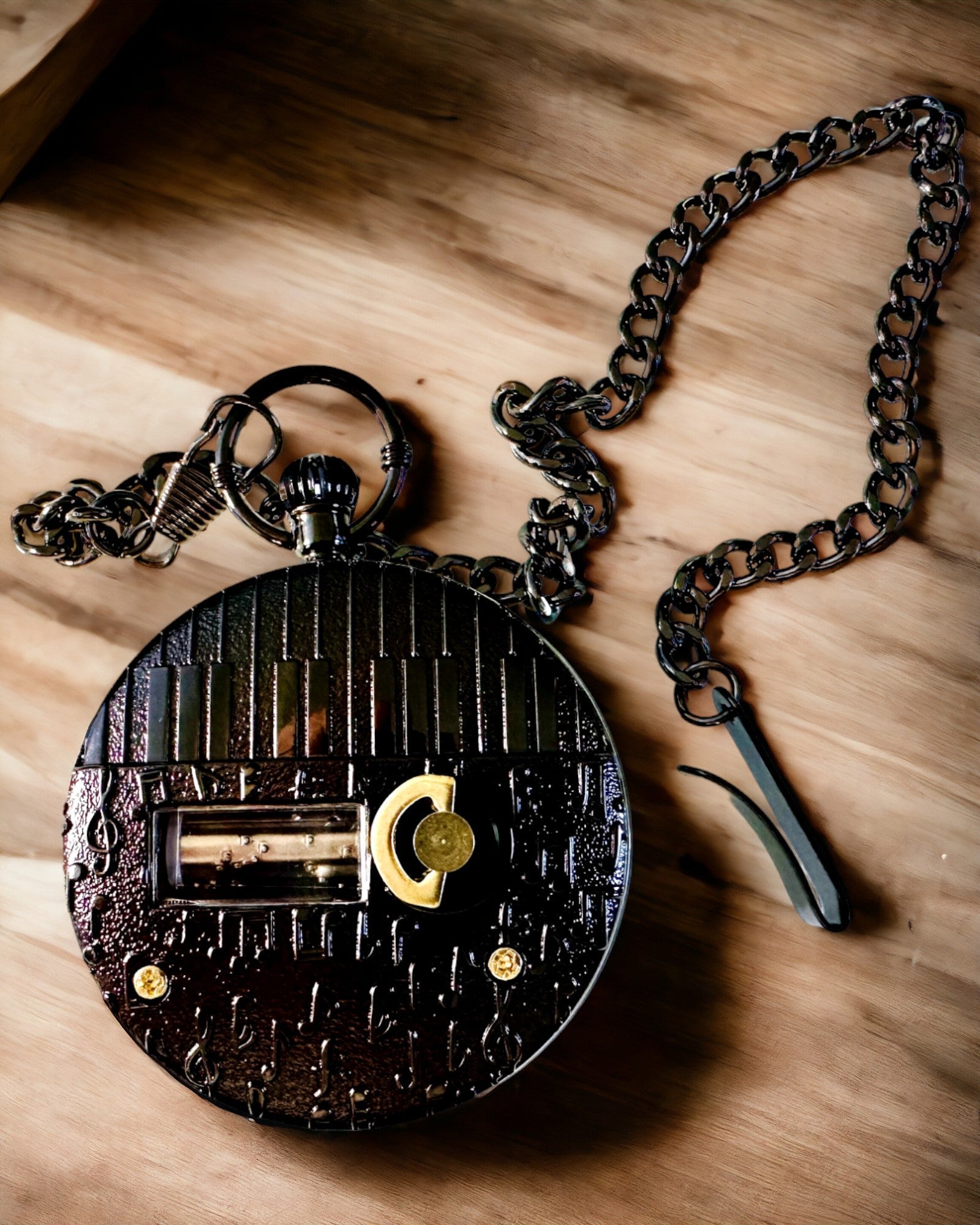 Pocket watch "Astrum Temporis" - Black frame. Customization option with engraving.