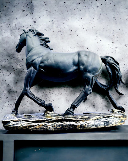 "Black Gallop" - Elegant Horse Figurine with Engraving Option