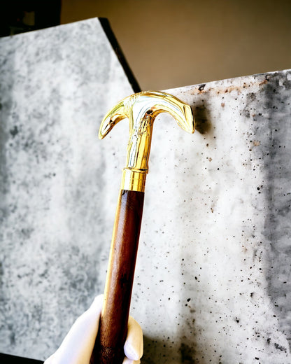 Hand-Carved Travel Cane, for Walking "Royal Wanderer" in Brown with Patterns