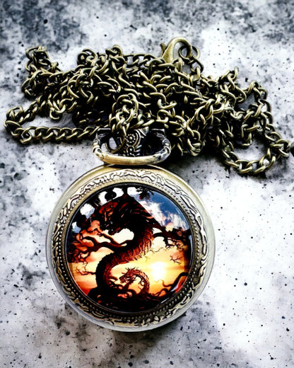 Montre de Poche "Dragon's Twilight" personnalisation par gravure