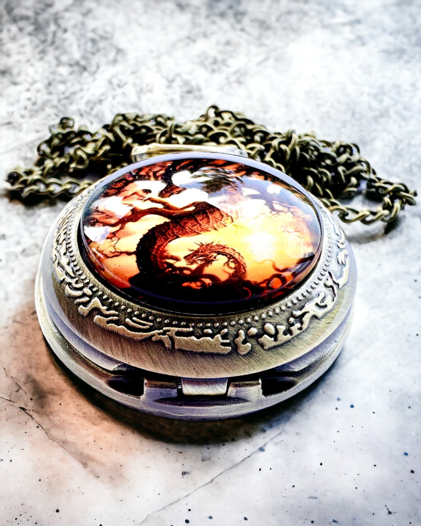 Montre de Poche "Dragon's Twilight" personnalisation par gravure