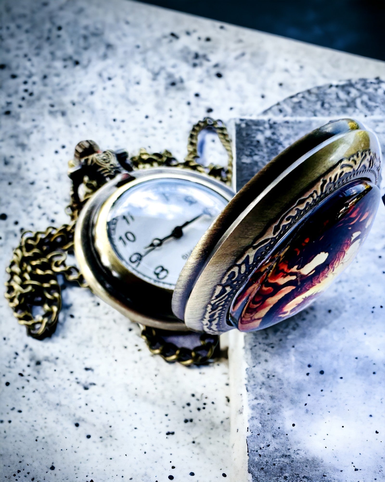 Pocket Watch "Dragon's Twilight" personalization with engraving