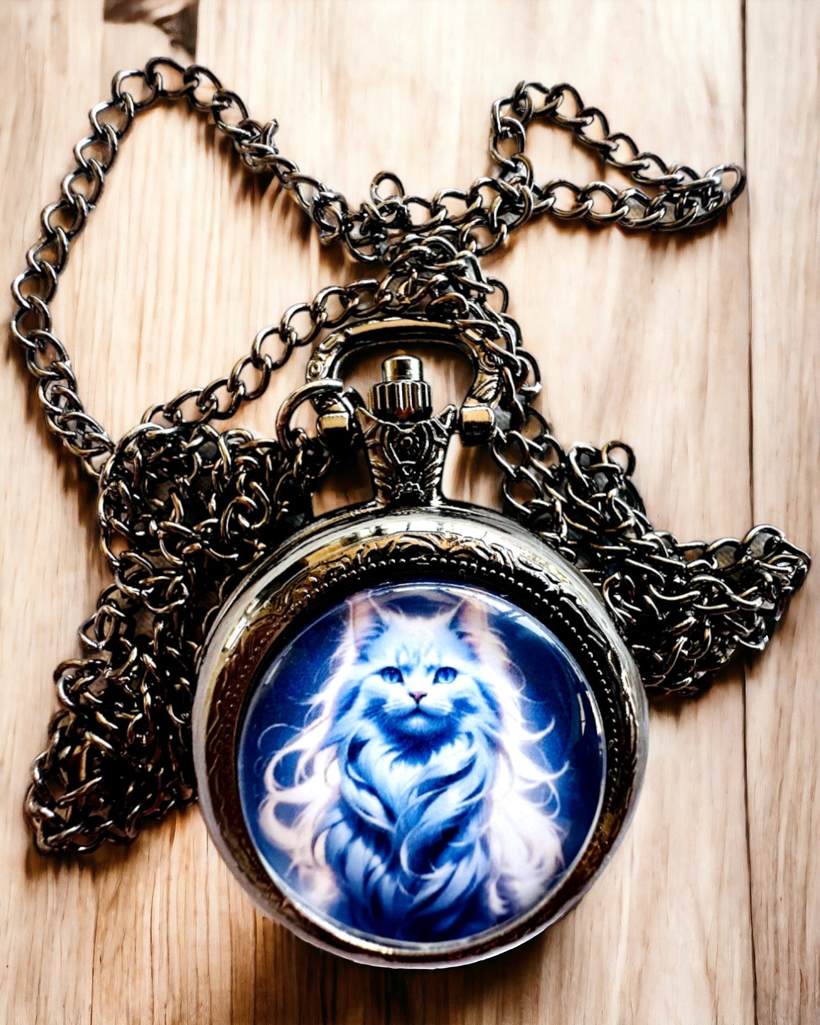 "Star Cat" Pocket Watch with Engraving Option, 2 Color Variants to Choose From