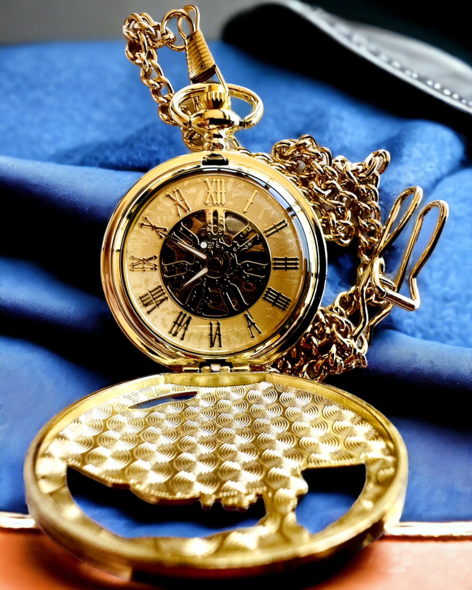 Pocket Watch "Imperial Train", personalization option with engraving, gold color