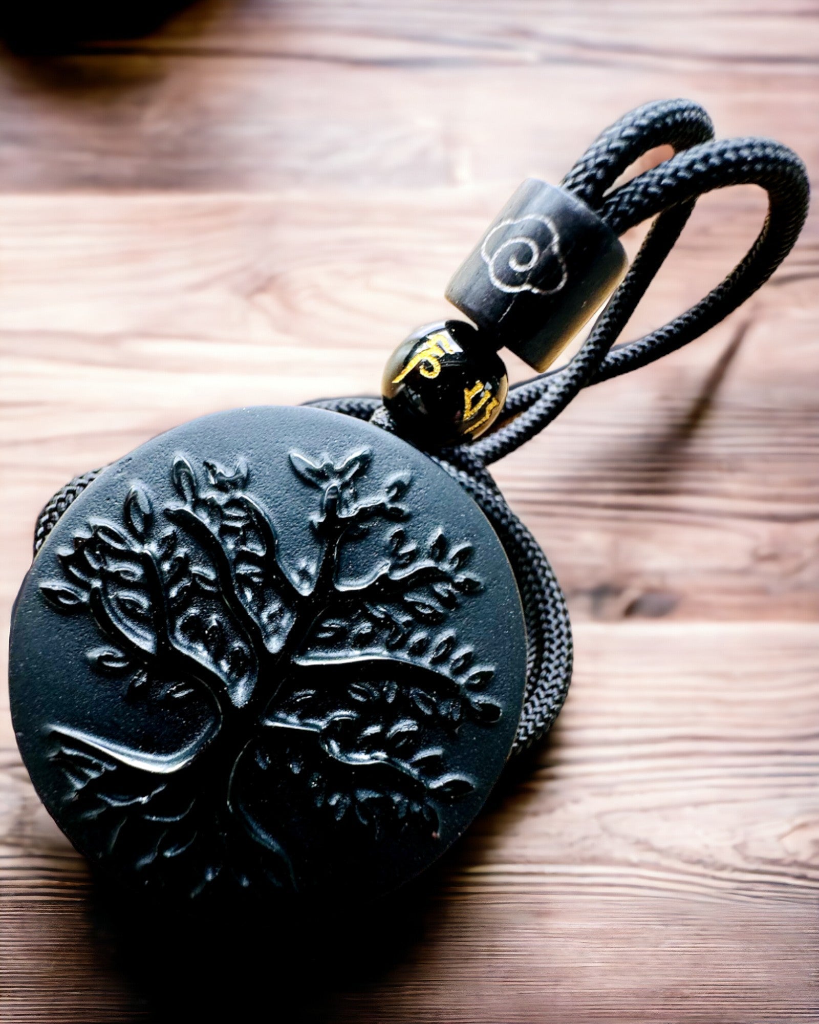 "Tree of Life" Necklace made of Obsidian - personalization with engraving