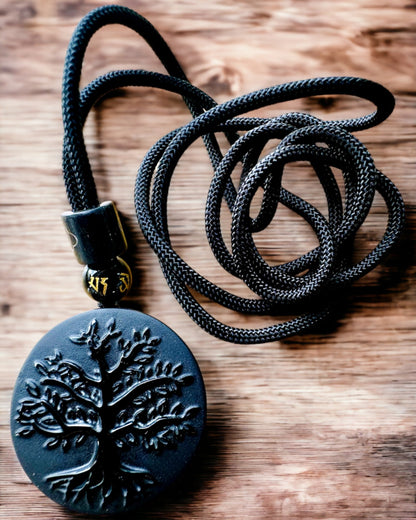 Collier "Arbre de Vie" en Obsidienne - personnalisation par gravure