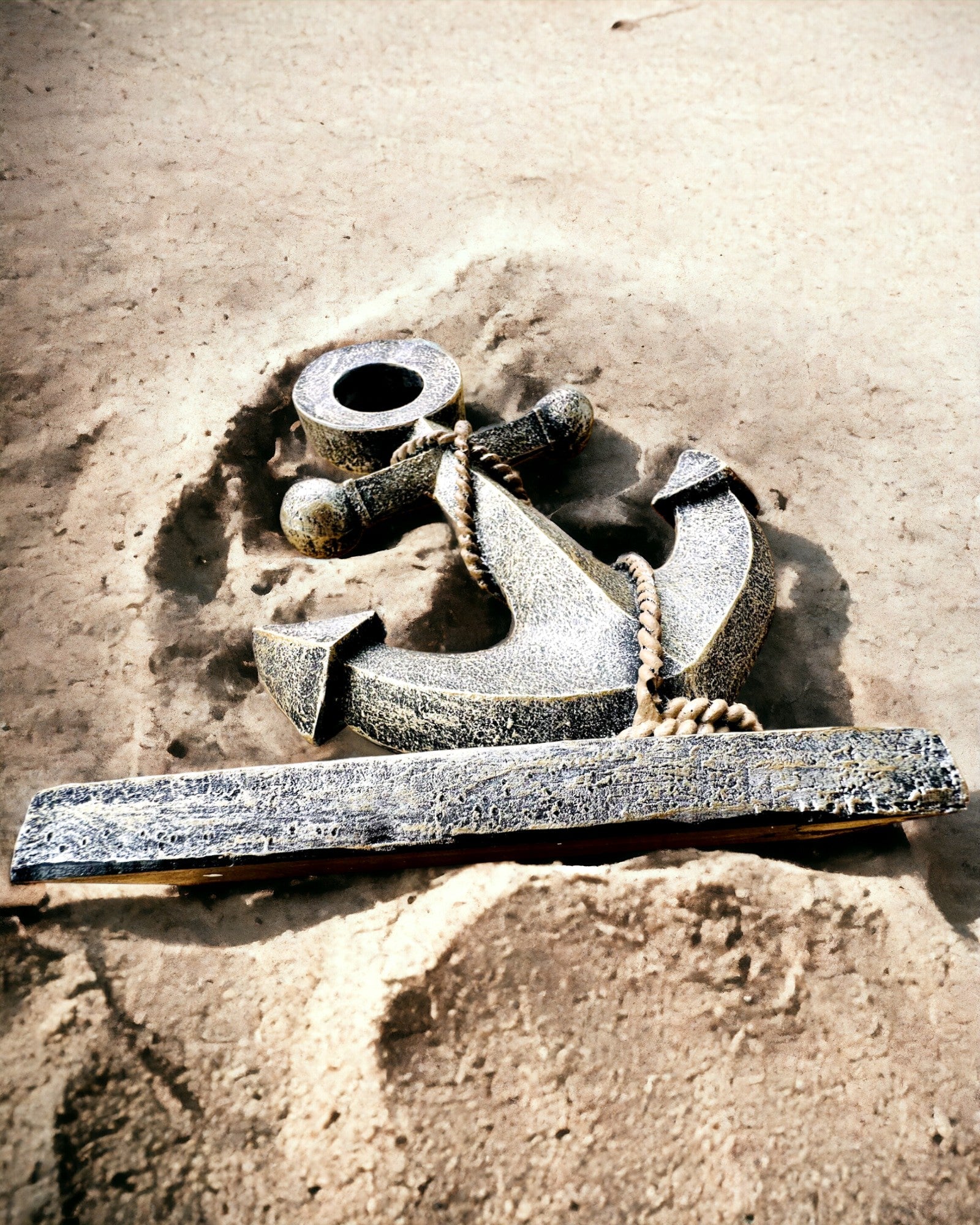 Sculpture Rustique d'Ancre en Résine - "Légende Marine", ancre personnalisation par gravure