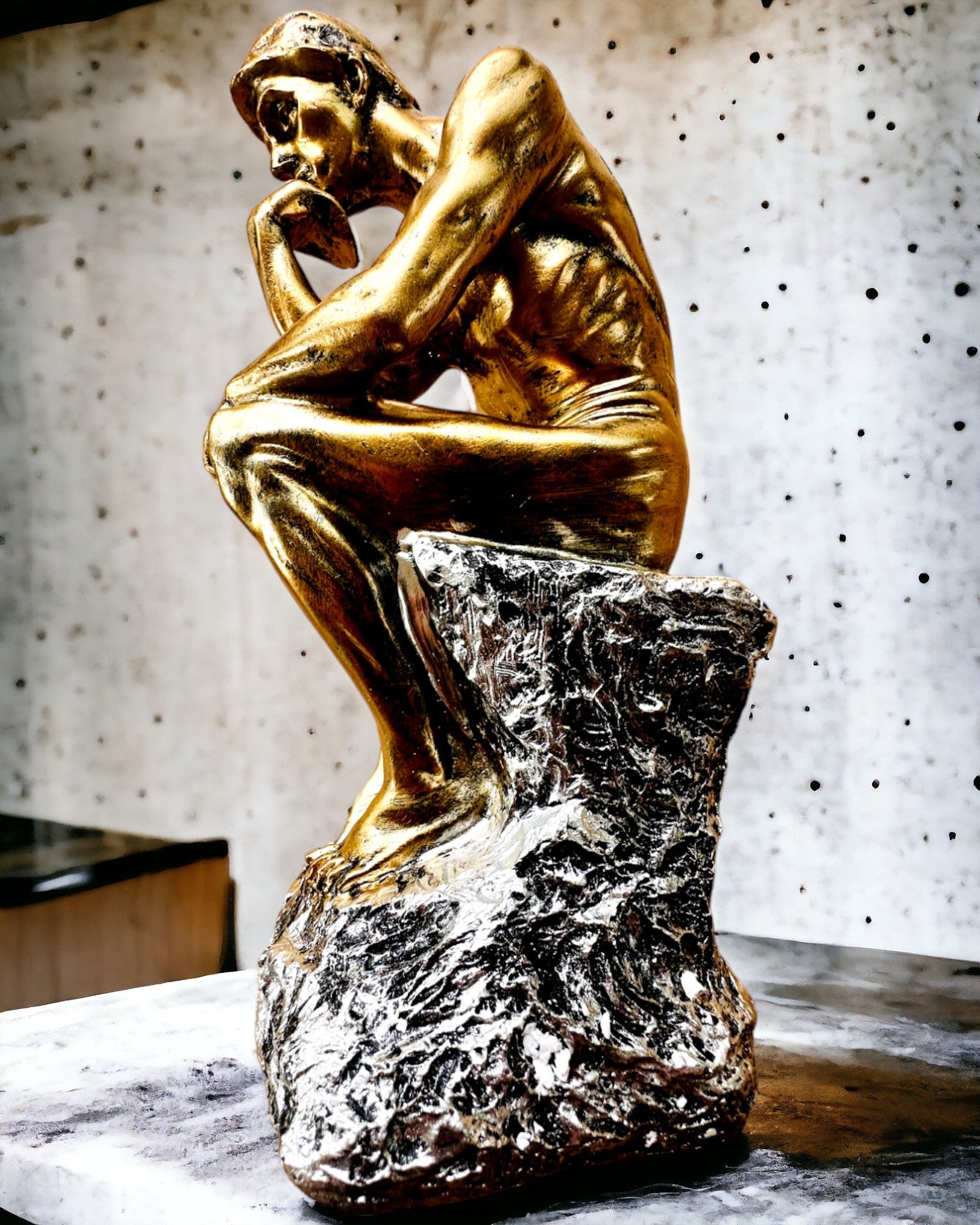 Golden Thinker - Resin Figurine, personalization with engraving