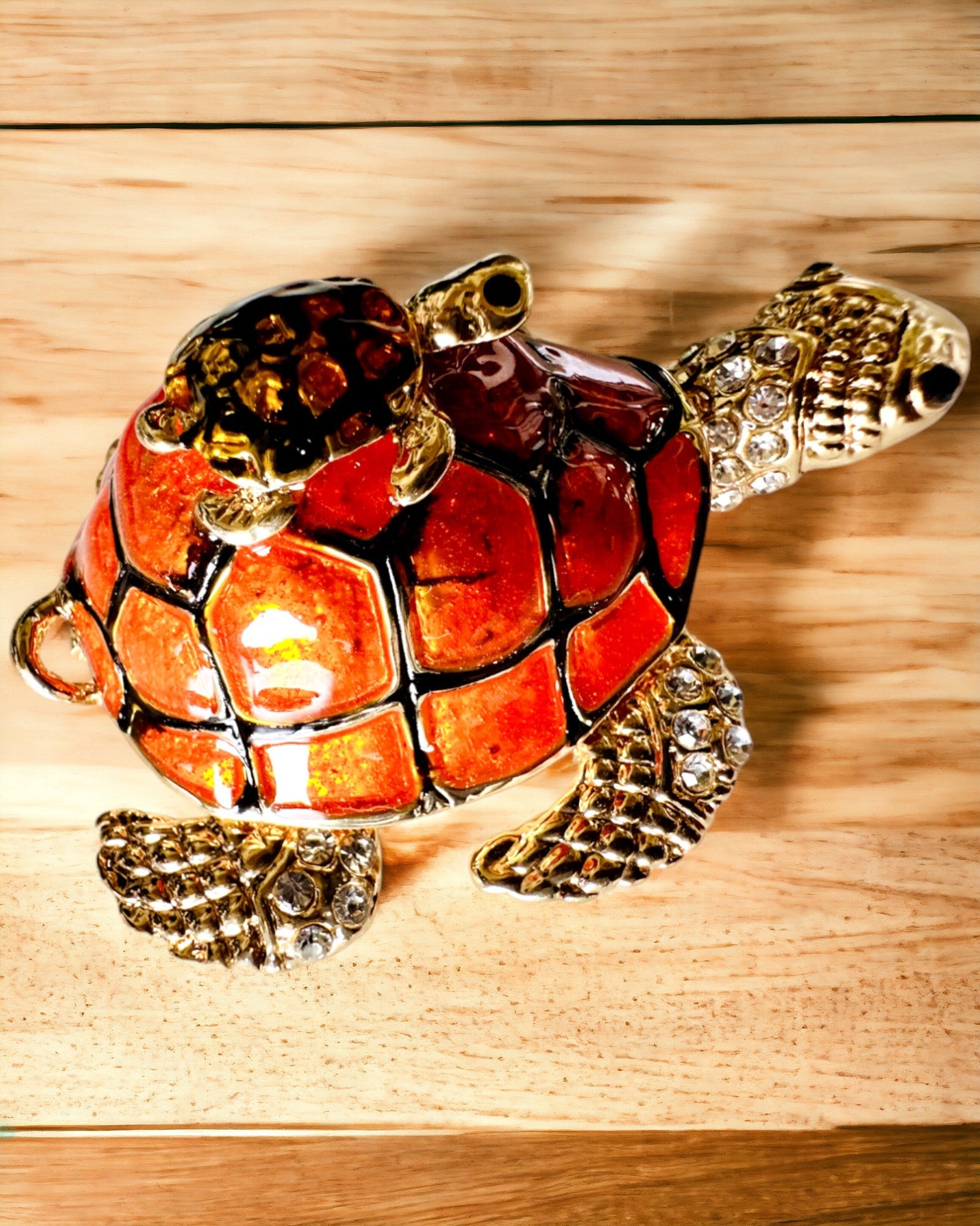 Boîte "Famille Tortue" - couleur orange, personnalisation par gravure