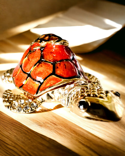 "Turtle Family" Box - orange color, personalization with engraving