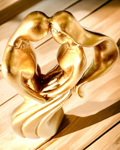 Sculpture of Love - "Eternal Passion" - Small Decorative Figurine in Gold Color with Engraving Option