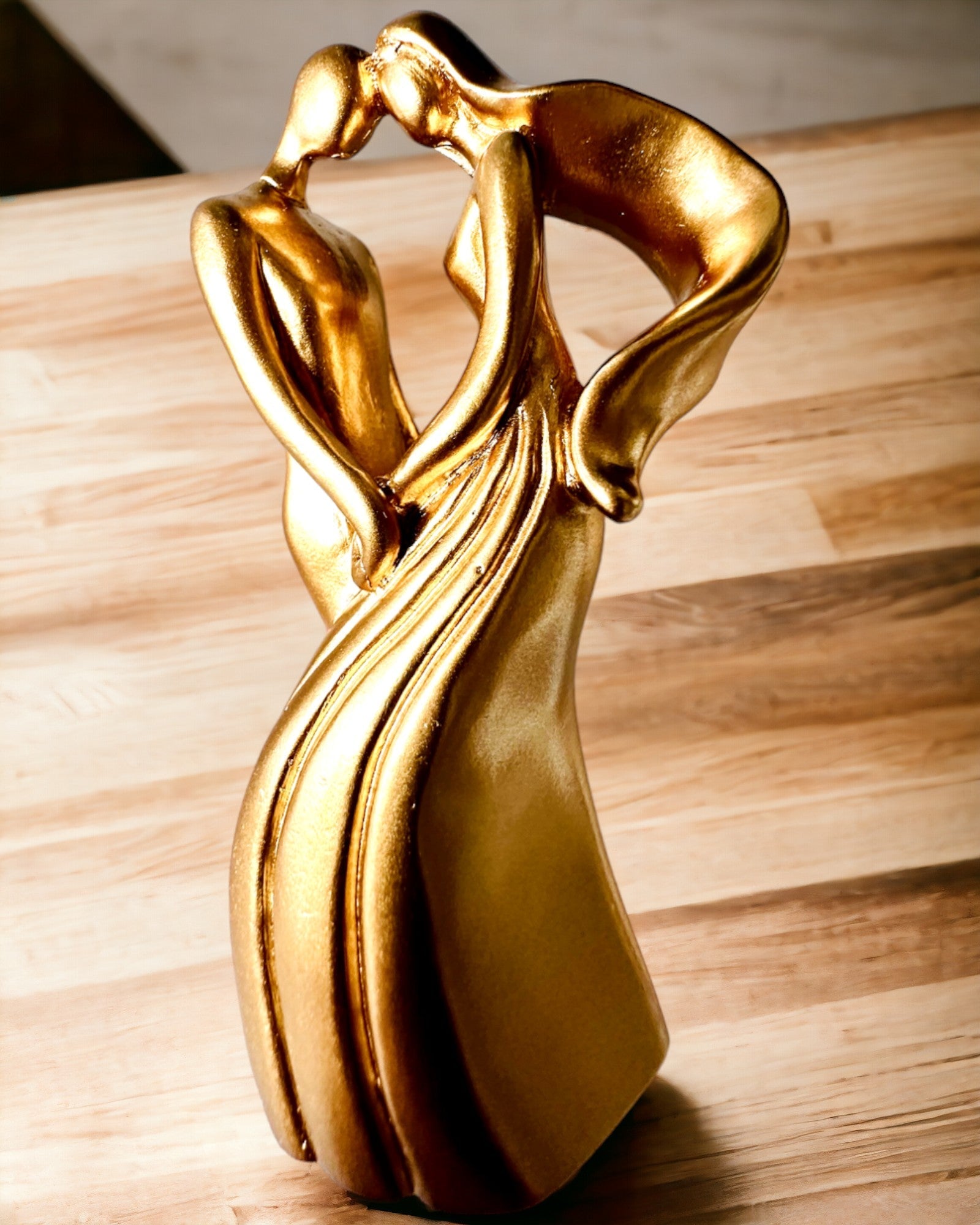 Skulptur der Liebe - "Ewige Leidenschaft" - Kleine dekorative Figur in gold mit Gravuroption