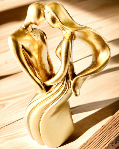 Sculpture of Love - "Eternal Passion" - Small Decorative Figurine in Gold Color with Engraving Option