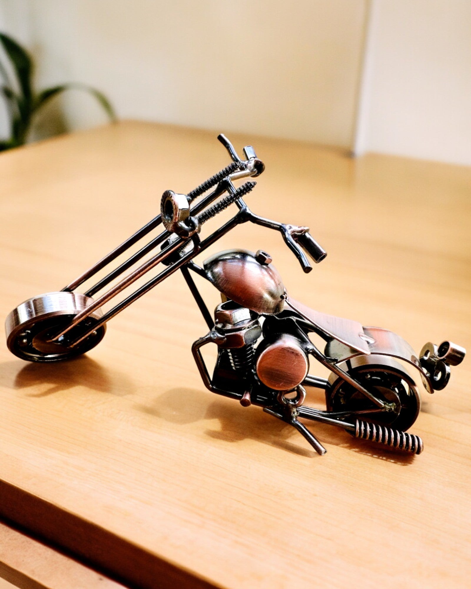 Handmade Iron Motorcycle Model, Chopper, customization, engraving for a gift