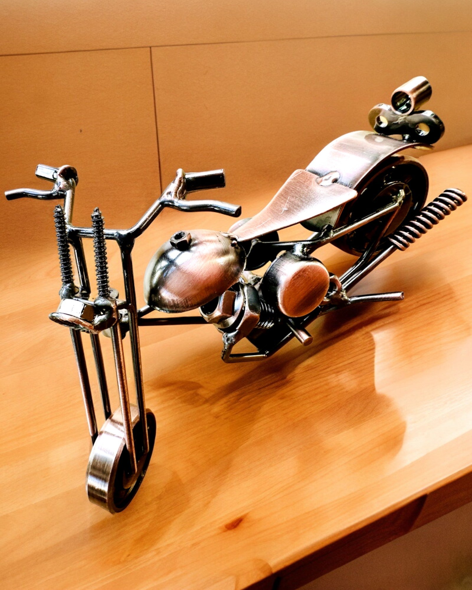 Handmade Iron Motorcycle Model, Chopper, customization, engraving for a gift