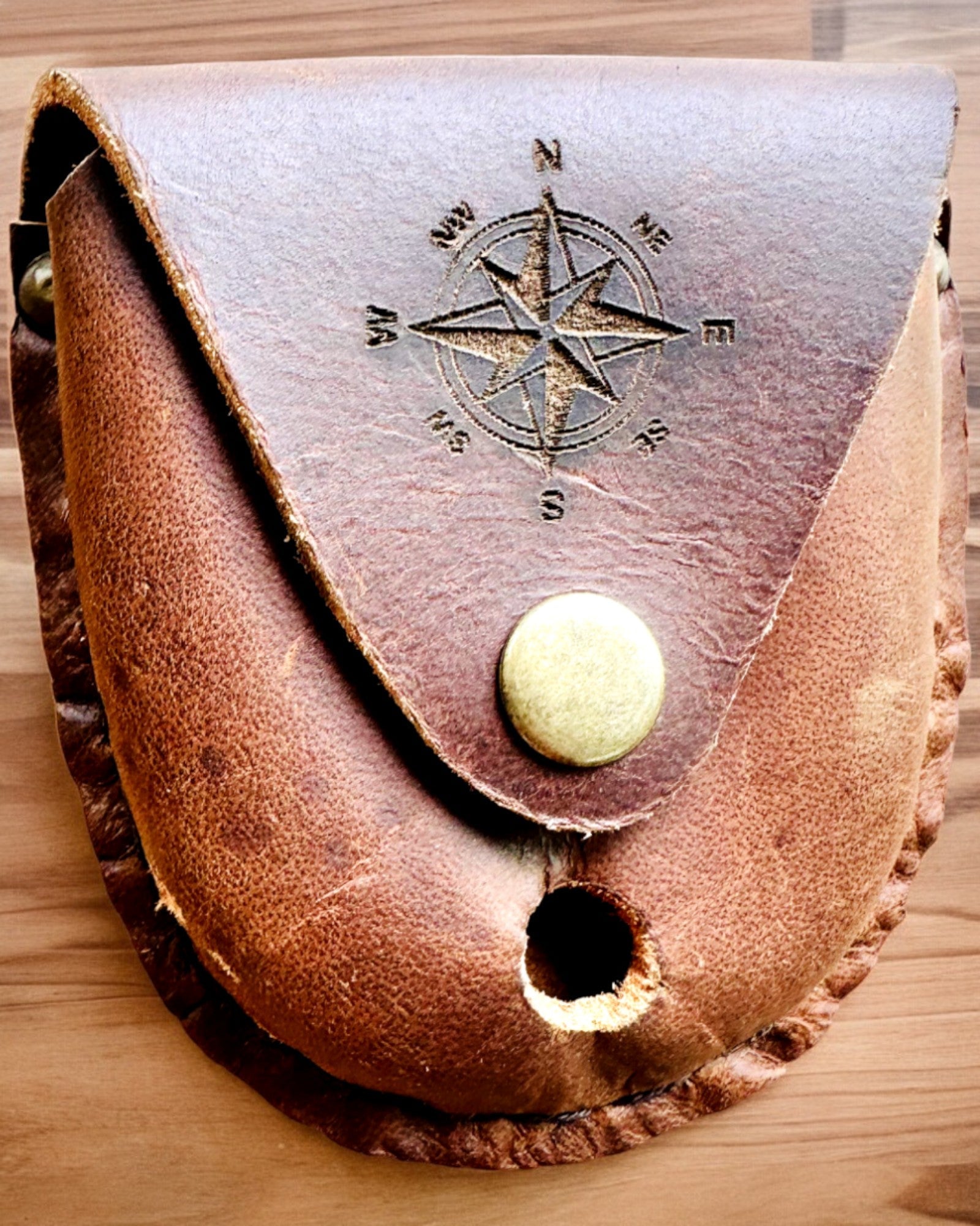 Leather Case "Explorer" - for compact compass or pocket watch - personalization option with engraving