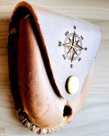 Leather Case "Explorer" - for compact compass or pocket watch - personalization option with engraving