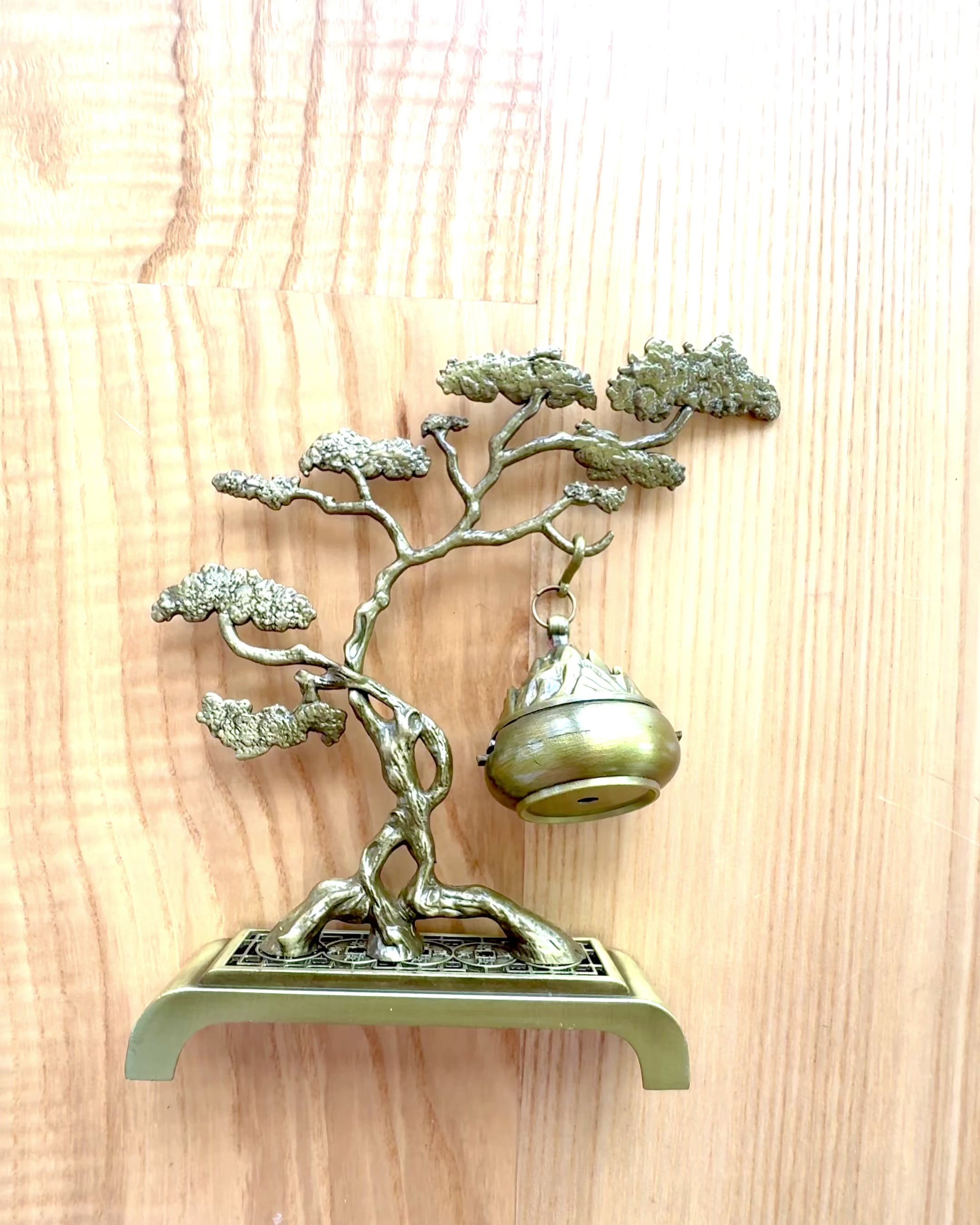 Elegant Metal Incense Holder Bonsai - personalization option with engraving for a gift