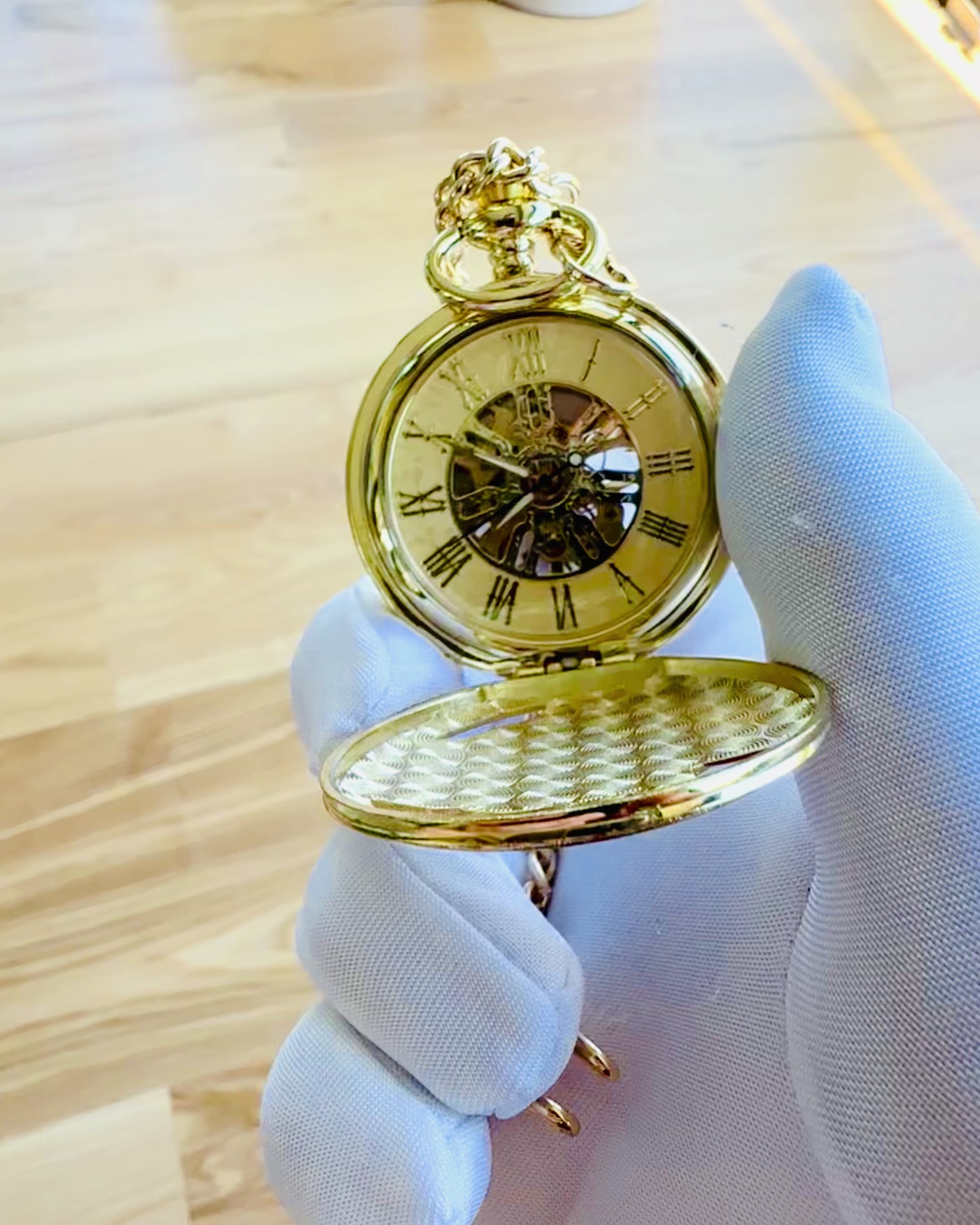 Pocket Watch "Imperial Train", personalization option with engraving, gold color