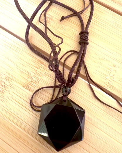 Black obsidian amulet "Star of David", personalization option with engraving for a gift