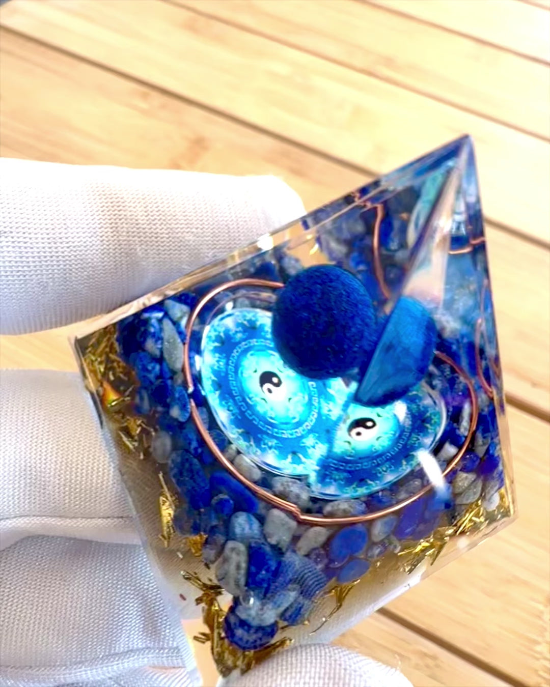 "Zenith" Orgonite Energy Pyramid with Lapis Lazuli, perfect as a gift