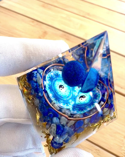 "Zenith" Orgonite Energy Pyramid with Lapis Lazuli, perfect as a gift